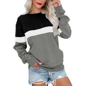 سويت شيرت نسائي كاجوال من BeadChica برقبة دائرية وأكمام طويلة بلوفر لطيف فضفاض مناسب للربط -M