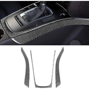 أغطية جانبية للوحة التحكم المركزية الداخلية للسيارة من RRX مكونة من 3 قطع من Stckers Gear Shife Surround من ألياف الكربون الحقيقية لملحقات Audi A5 Hard Top 2008 2009 2010 2011 2012 2013 2014 2015 2016 (أسود)