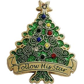 Green Merry Christmas Xmas New Year Tree Star Pin Badge Brooch Memorabilia Gift (1)