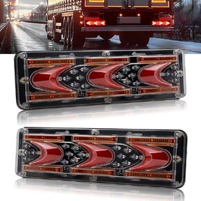 LED Trailer Tail Lights 12V 24V Truck Rear Light Brake Lights Turn Signal Reverse Running Lights for Pickups Camper Vans Flatbed RV Tail Lighting, 2PCS