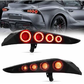 VLAND LED Tail lights Assembly Fit for 2019-2024 Toyota GR Supra A90/A91, with Red Turn Signal, Smoked