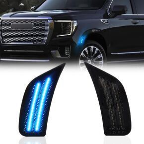LED Side Marker Lights for 2021-2024 Yukon XL Denali Tahoe Suburban Escalade ESV Position Signal Lamps Smoked Len, 2 Pack (ICE BLUE)