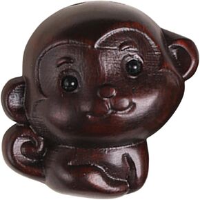 DECHOUS Mini Monkey Figurines Cute Wooden Carved Monkey Statue for Desktop Decor Tiny Monkey Figurine Brown Small Animal Statue Monkey Wooden Figurine Home Decor
