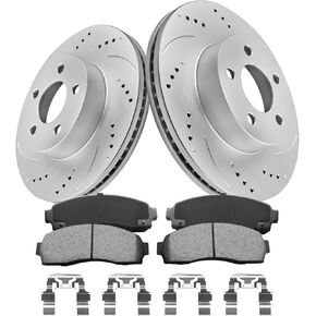 Anpulsero Brake Pads And Rotors Kit Front Compatible with 2003-2011 Ford Ranger, 2002-2003 Explorer, Automotive Replacement Brake Kits Geomet 54097 D833-7706 Drilled And Slotted Rotors 305mm(12in)