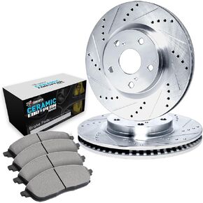R1 Concepts Front Brakes and Rotors Kit |Front Brake Pads| Brake Rotors and Pads| Euro Ceramic Brake Pads and Rotors|fits 2013-2020 Audi Q5; Porsche Macan