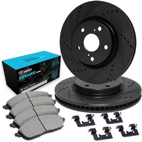 R1 Concepts Front Brakes and Rotors Kit |Front Brake Pads| Brake Rotors and Pads| Ceramic Brake Pads and Rotors |Hardware Kit |fits American Motors Eagle, Jeep Cherokee, Comanche, Wagoneer, Wrangler