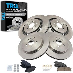 TRQ Front and Rear Brake Pad & Rotor Kit Brake Pads Brake Rotor Ceramic Compatible with 2013-2019 Ford Explorer Flex Police Interceptor Utility Taurus Lincoln MKT