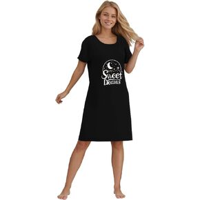 weVSwe Nightgowns for Women Short Sleeve Nightshirt Comfy Night Dress Sleepwear Casual Plus Size S-XXL