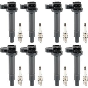 JDMON Ignition Coils Pack& Spark Plug Compatible with Toyota 4Runner Tundra Sequoia Land Cruiser,Compatible with Lexus GS430 GX470 LS430 LX470 SC430 4.3L 4.7L ‎UF230 4504 90080-19027
