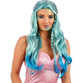fun shack Mermaid Hair Costume Wig, Mermaid Hair Wig, Bluish Ombre Wigs for Women, Aqua Mermaid Wig Women, Long Blue Wig, Mermaid Wigs
