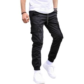 Men Joggers Cargo Pants Hiking Outdoor Recreation Pants Stack Elastic Waist Pocket Pants Casual Plus Size Pants S-5XL