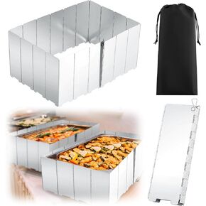 2 Pcs Stainless Steel Chafing Dish Wind Stove Windscreen Guard 67 x 7.8'' Folding Chafing Dish Stand Cover Blocker with Drawstring Bag for Camp Stoves Outdoor Picnic Burner Guard (Sliver)