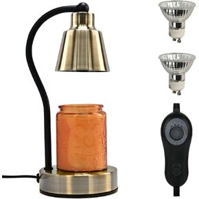 ASAWASA Candle Warmer Lamp with Timer ，Dimmable Wax Melt Warmer with 2 Bulbs ，Electric Candle Warmer for Jar Candles，Christmas Birthday Gifts for Women, House Warming Gifts