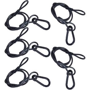 Sarknoah. 0.16 Inch(4mm),Black Stage Lighting Safety Cable With Carabiner Lock,133 lb Load,Longth 31.5'' Safety Cables For stage lights,Pack of 10.