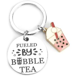 Cute Bubble Tea Keychain for Girls,Boba Tea Keychain,Boba Milk Tea Accessory Gift for Boba Lovers,Stainless Steel Boba Tea Keychain,Perfect Teen Girl Gift Idea