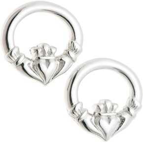 Galway Claddagh Heart Earrings for Women – Irish Friendship Jewelry, Made in Ireland, Hypoallergenic Rhodium-Plated 925 Sterling Silver, Ideal Present for Birthday, Anniversary, or Christmas