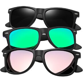 Joopin 3 Pack Square Sunglasses Trendy Sun Glassses Polarized UV400 Protection Fashion Shades for Women Men Shady Rays