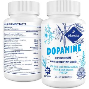 Dopamine Supplements for Men and Women - Contains 500mg Mucuna Pruriens Extract (40% L-DOPA) - 60 Capsules (1 Pack)
