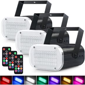 Luditek 4-Pack LED Strobe Lights 48LED Halloween, Multi-Color Sound Activated Disco Party Lights w/Remote Control, Flashing Strobe Lamp for Indoor Home Room Decorations Karaoke