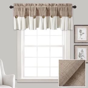 Awellife Farmhouse Valances for Windows Treatments Curtains Decorative Valance Button 18" L x 52" W