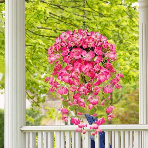 Artificial Fake Hanging Flowers Plants for Outdoor, Faux Silk Hibiscus Long Trailing Vines Realistic UV Resistant for Home Indoor Outside Front Porch Planter Patio Yard Decor,2Pcs (Yellow) in Saudi Arabia