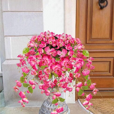 Artificial Fake Hanging Flowers Plants for Outdoor, Faux Silk Hibiscus Long Trailing Vines Realistic UV Resistant for Home Indoor Outside Front Porch Planter Patio Yard Decor,2Pcs (Yellow) in Saudi Arabia
