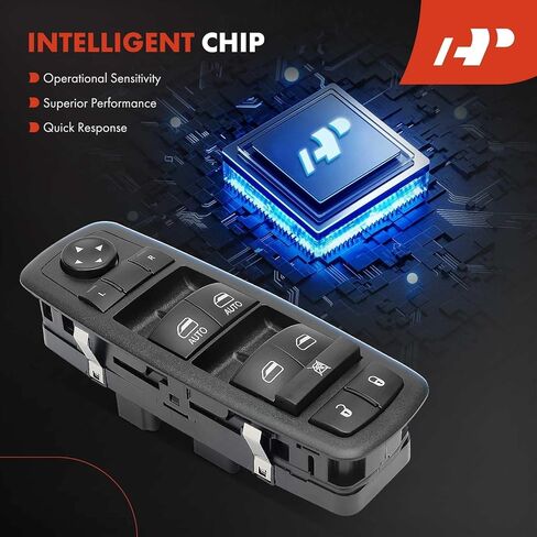 A-Premium 3+9 PINS مفتاح نافذة الطاقة الرئيسي متوافق مع Ram 1500 2500 3500 4500 5500 2013-2015، C/V & Dodge Grand Caravan 2012-2020 & Chrysler Town & Country 2012-2016، استبدال # 68110866AA in Saudi Arabia