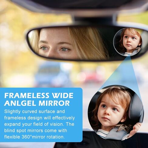مرآة النقطة العمياء، مجموعة مرايا الرؤية الخلفية، قطعتان من مرآة النقطة العمياء القابلة للدوران 360 درجة، مرآة جانبية محدبة بدون إطار مستديرة، مع رافعة وأدوات تنظيف، ملحقات السيارة للسيارات والشاحنات والحافلات in Kuwait