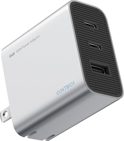 CUKTECH 65W USB C Charger, GaN III PD Fast Charger, PPS 3-Port Compact Foldable Adapter Compatible with MacBook Pro/Air, Dell XPS 13, iPhone 16/15Pro, Switch, Steam Deck, Galaxy S24 (Dark Gray) in Kuwait