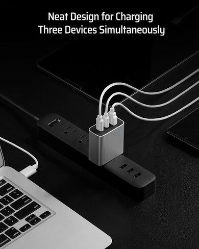 CUKTECH 65W USB C Charger, GaN III PD Fast Charger, PPS 3-Port Compact Foldable Adapter Compatible with MacBook Pro/Air, Dell XPS 13, iPhone 16/15Pro, Switch, Steam Deck, Galaxy S24 (Dark Gray) in Kuwait