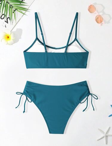 Girls Swimsuits Bikini Set 2 Pieces Color Block Bikini with Adjustable Shoulder Strap Girls Bathing Suit 7-16Y in Kuwait