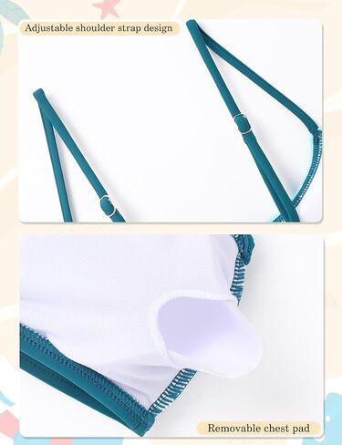 Girls Swimsuits Bikini Set 2 Pieces Color Block Bikini with Adjustable Shoulder Strap Girls Bathing Suit 7-16Y in Kuwait
