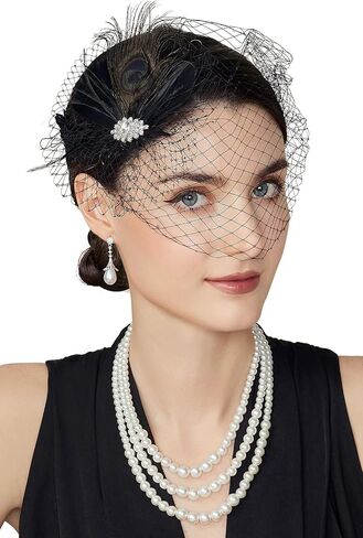 BABEYOND Veil Fascinator Hat for Women Feather Fascinators Hair Clip with Removable Veil Tea Party Hat Bridal Wedding in Saudi Arabia