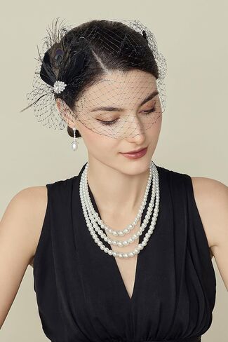 BABEYOND Veil Fascinator Hat for Women Feather Fascinators Hair Clip with Removable Veil Tea Party Hat Bridal Wedding in Saudi Arabia
