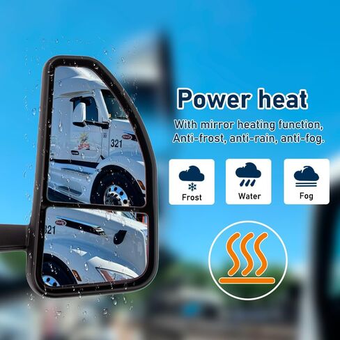 For NEW Peterbilt 579 2022-2024 Door Mirror Assembly Heated Defrost Motorized with Chrome back cover Driver Side/Left Side LH in Saudi Arabia