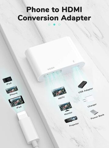 محول USB C إلى HDMI إلى iPhone 15 HDMI إلى التلفزيون، محول USB C إلى HDMI 4K@60 هرتز مع منفذ شحن، محول iPhone إلى HDMI إلى USB C متوافق مع iPhone 16/15 Series/iPad Pro/Galaxy إلى HDTV Projector in Saudi Arabia
