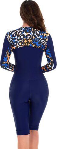 ABOCIW Womens One Piece Long Sleeve Swimsuit Rash Guard Bathing Suit Boyleg Bottom UPF 50+ Surfing Swimwear in Kuwait