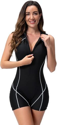 ABOCIW Womens One Piece Long Sleeve Swimsuit Rash Guard Bathing Suit Boyleg Bottom UPF 50+ Surfing Swimwear in Kuwait