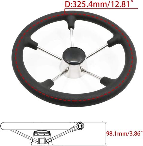 Boat Steering Wheel 5 Spoke 13.5 inch Stainless Steel With Grip For Marine 13-1/2 inch in Saudi Arabia