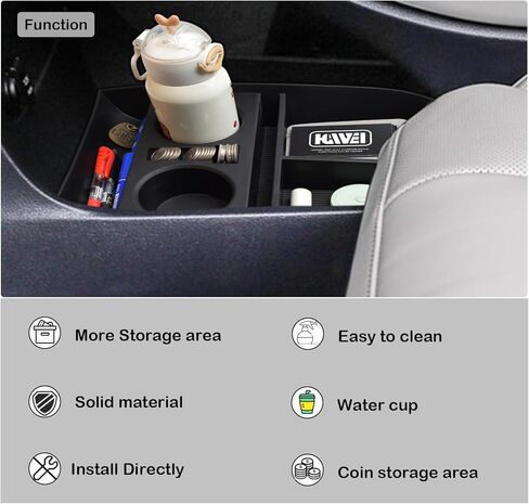 صينية تنظيم وحدة التحكم المركزية السفلية متوافقة مع Hyundai Palisade 2019-2024 مع ملحقات داخلية لحامل الأكواب، صندوق تخزين واقي للمشروبات، أسود in Kuwait