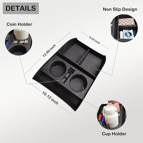 صينية تنظيم وحدة التحكم المركزية السفلية متوافقة مع Hyundai Palisade 2019-2024 مع ملحقات داخلية لحامل الأكواب، صندوق تخزين واقي للمشروبات، أسود in Kuwait