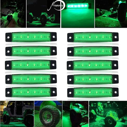 10 Pcs Green LED Rock Lights,Boat Interior Light,Side Marker Fender Wheel Well Underglow Lamps for Snowmobile,Truck,ATV,Pickup,Golf Cart,Camper,Cab,RV,SUV in Saudi Arabia