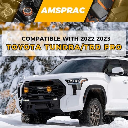 Front Center Bumper LED Grill Lights,3PCS Amber Grill Lights w/Wiring Harness fit for Toyota Tundra for TRD Pro 2022 2023 2024,Yellow Front Grill Lights,Exterior Lighting Accessories,Set of 3 in Kuwait