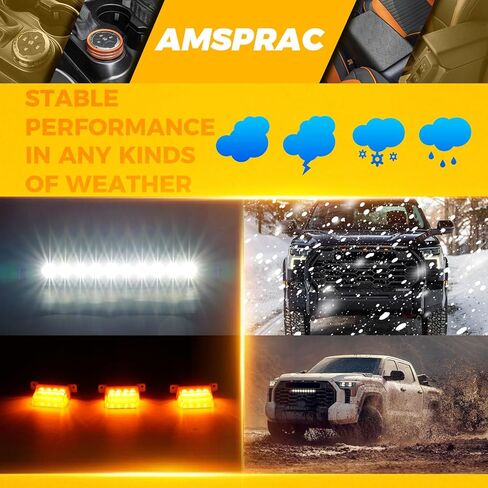 Front Center Bumper LED Grill Lights,3PCS Amber Grill Lights w/Wiring Harness fit for Toyota Tundra for TRD Pro 2022 2023 2024,Yellow Front Grill Lights,Exterior Lighting Accessories,Set of 3 in Kuwait