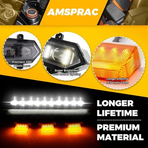 Front Center Bumper LED Grill Lights,3PCS Amber Grill Lights w/Wiring Harness fit for Toyota Tundra for TRD Pro 2022 2023 2024,Yellow Front Grill Lights,Exterior Lighting Accessories,Set of 3 in Kuwait