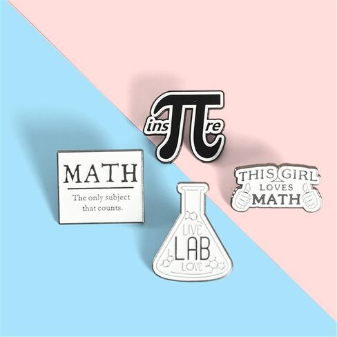 4 قطع من سلسلة الرياضيات دبوس المينا كوب تجربة رائع على شكل سبيكة بروش أنيق متعدد الاستخدامات دبوس شارة طلاء DIY لحقيبة الملابس والقبعة وسترة حقيبة الظهر وإكسسوارات الهدايا in Kuwait