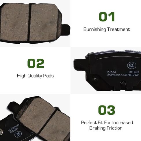 تيل فرامل سيراميك خلفي D1354 لسيارة بونتياك فايب 2009-2010 | سليل tC 2011-2016، xB 2008-2015 | تويوتا كورولا 2009-2020، ماتريكس 2009-2013، بريوس 2014-2022، بريوس AWD-e، بريوس برايم، يارس in Kuwait