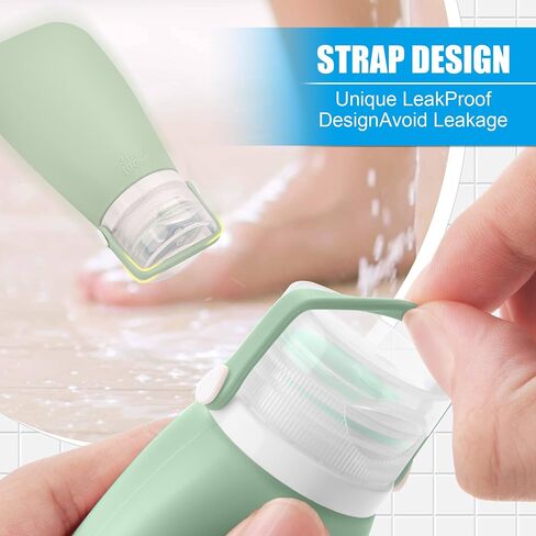 3oz Food-Grade Silicone Travel Bottles for Toiletries – TSA Approved Leak Proof Containers with Blue Wash Bag, Toothbrush Cover, and Labels | Perfect for Toiletries, Lotion, and Salad Dressings (Pink) in Saudi Arabia