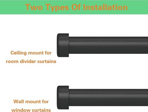 1 Inch Curtain Rods for 28-48 Inch Window Curtain Rod, Curtain Rods for Windows, Hanging Curtain Rod&Wall Mount with Brackets, Outdoor Curtain Rod, Black in Saudi Arabia