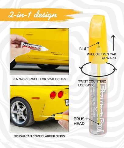 RACOONA Touch Up Paint Pen,2 in 1 Car Paint Scratch Repair,Car Scratch Remover for Deep Scratches,Car Accessories Car Paint Pen,Automotive Touch Up Paint Pen,Car Paint Touch Up for Car Scratch (Yellow) in Saudi Arabia